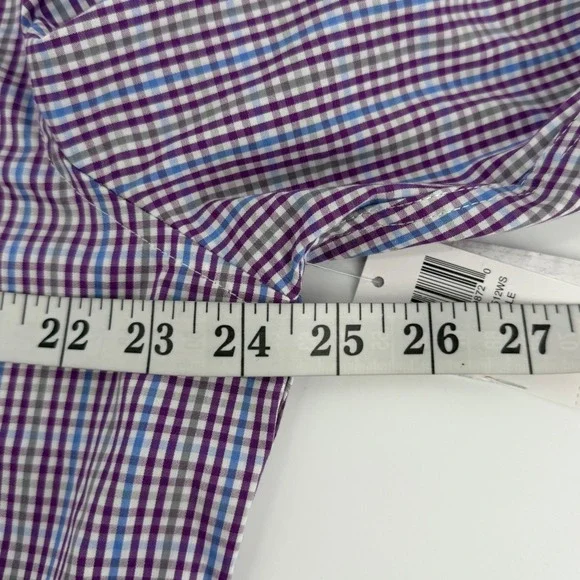 Nick Graham Everywhere Modern Fit Men's Purple Gingham Dress Shirt & Tie X-Large - Picture 7 of 9